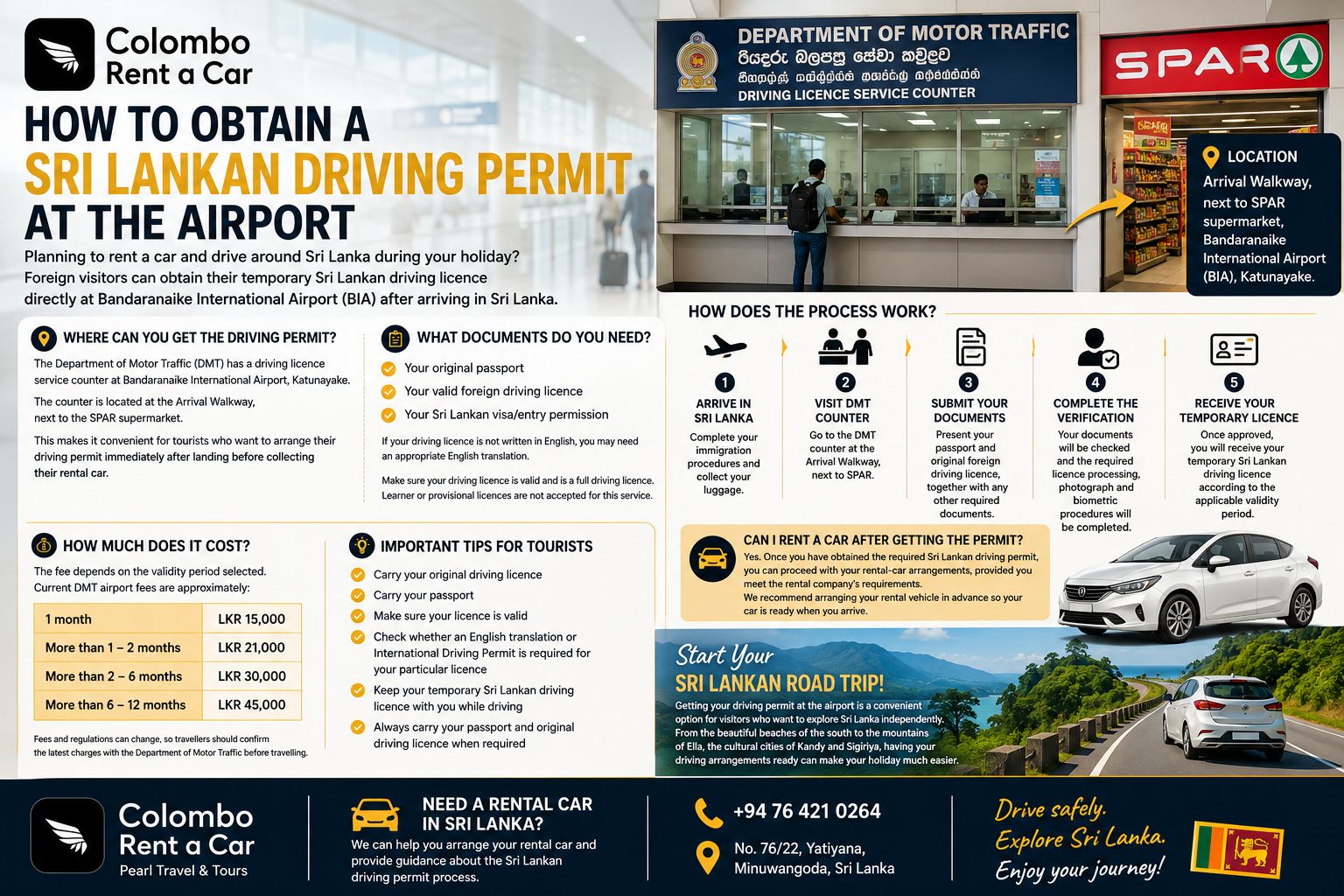 Foreign tourist obtaining a Sri Lankan driving permit at the airport